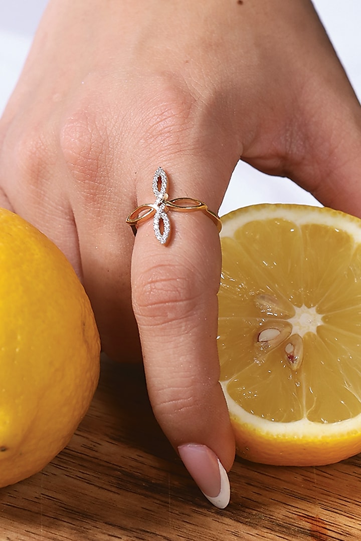 Gold Plated Lab-Grown Diamond Floral Ring In Sterling Silver by Lukson at Pernia's Pop Up Shop