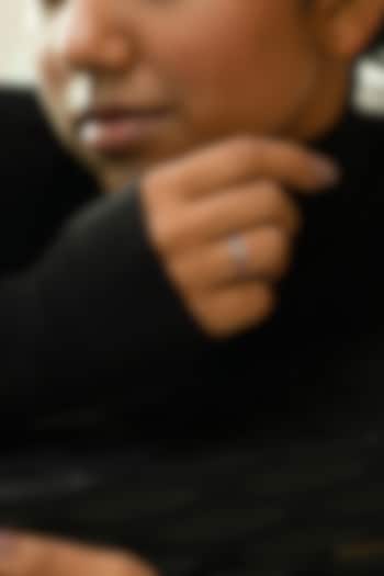 Anti-Tarnish White Finish Diamond Enameled Ring In Sterling Silver by Lukson at Pernia's Pop Up Shop