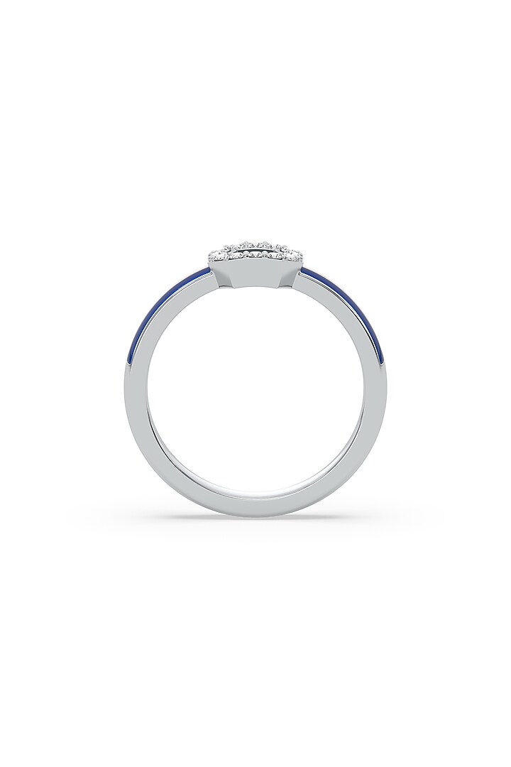 Anti-Tarnish White Finish Diamond Enameled Ring In Sterling Silver by Lukson at Pernia's Pop Up Shop