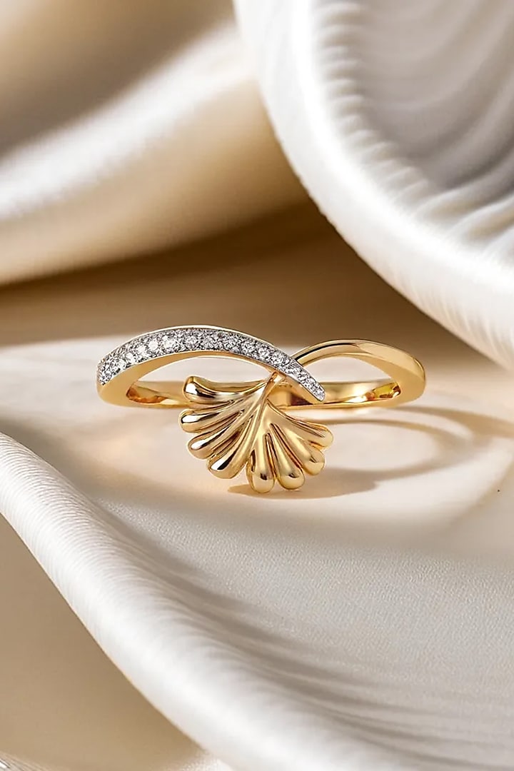 Gold Plated Lab-Grown Diamond Floral Ring In Sterling Silver by Lukson at Pernia's Pop Up Shop