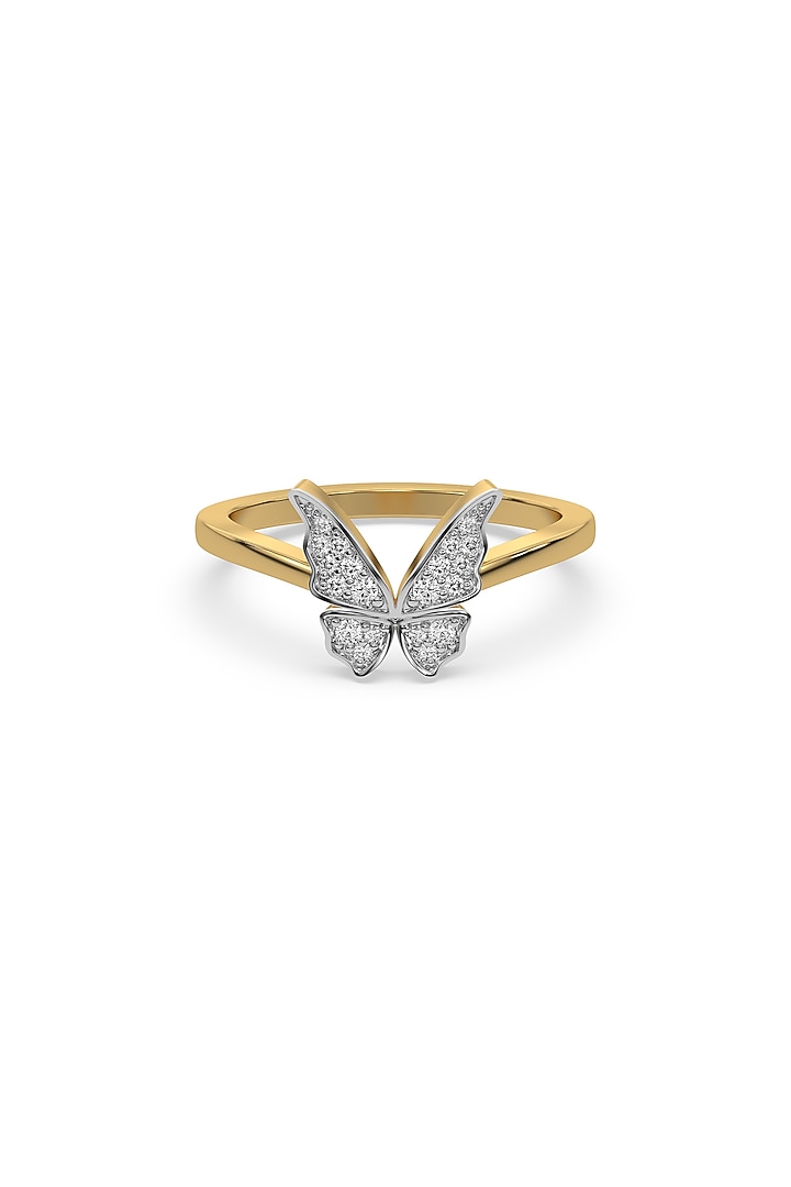 Gold Plated Lab-Grown Diamond Butterfly Ring In Sterling Silver by Lukson at Pernia's Pop Up Shop
