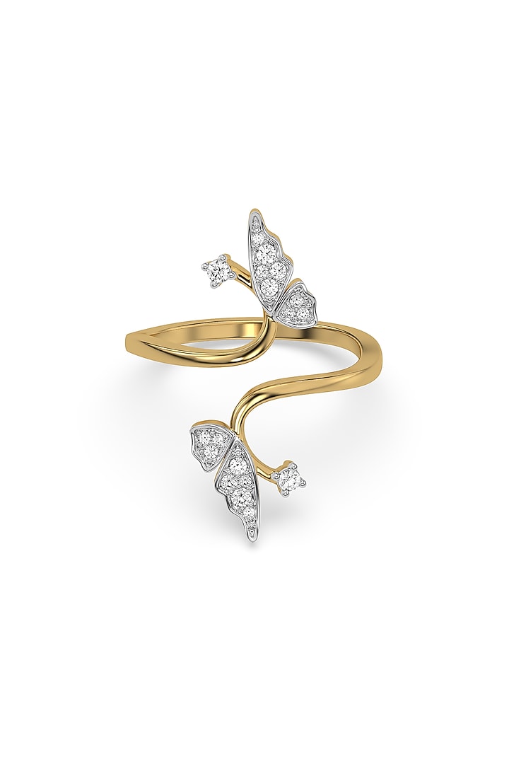 Gold Plated Lab-Grown Diamond Butterfly Ring In Sterling Silver by Lukson at Pernia's Pop Up Shop