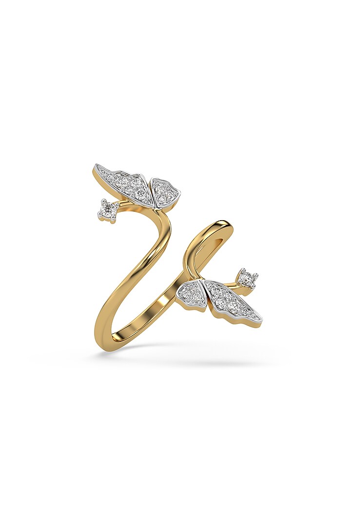 Gold Plated Lab-Grown Diamond Butterfly Ring In Sterling Silver by Lukson at Pernia's Pop Up Shop