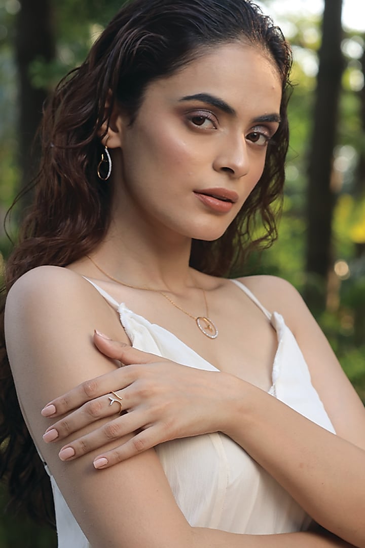 Gold Plated Lab-Grown Diamond Ring In Sterling Silver by Lukson at Pernia's Pop Up Shop