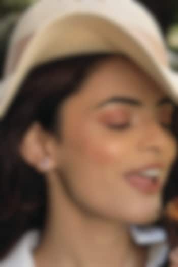 Anti-Tarnish White Finish Diamond & Ruby Stud Earrings In Sterling Silver by Lukson at Pernia's Pop Up Shop