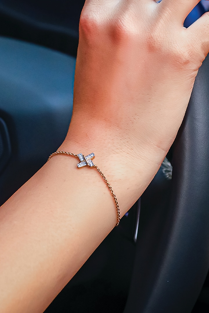 Gold Plated Lab-Grown Diamond Bracelet In Sterling Silver by Lukson at Pernia's Pop Up Shop