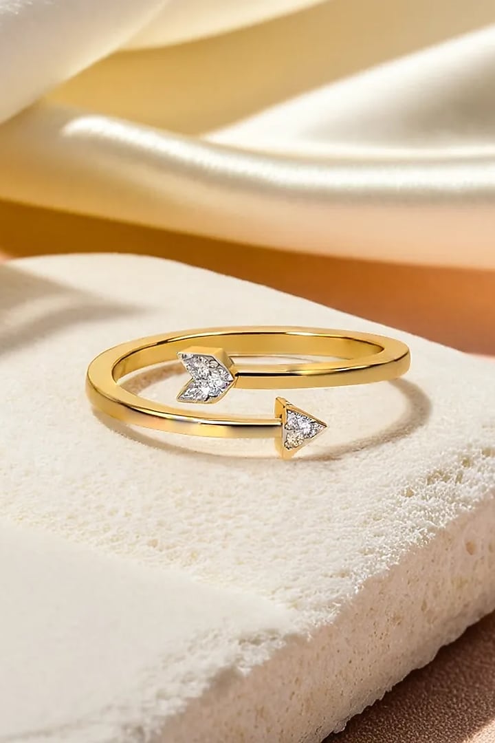 Gold Plated Lab-Grown Diamond Arrowhead Ring In Sterling Silver by Lukson at Pernia's Pop Up Shop