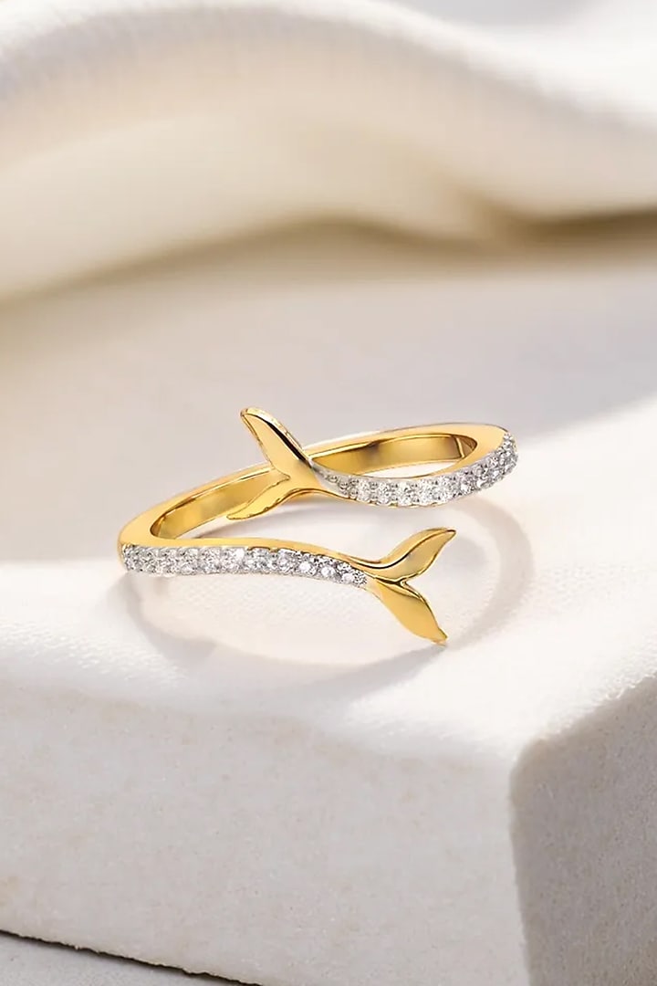 Gold Plated Lab-Grown Diamond Ring In Sterling Silver by Lukson at Pernia's Pop Up Shop