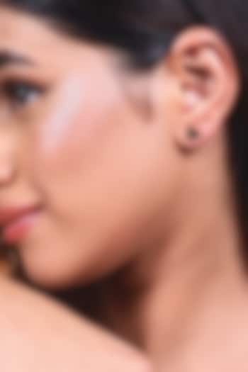 Gold Plated Lab-Grown Emerald Stone Stud Earrings In Sterling Silver by Lukson at Pernia's Pop Up Shop