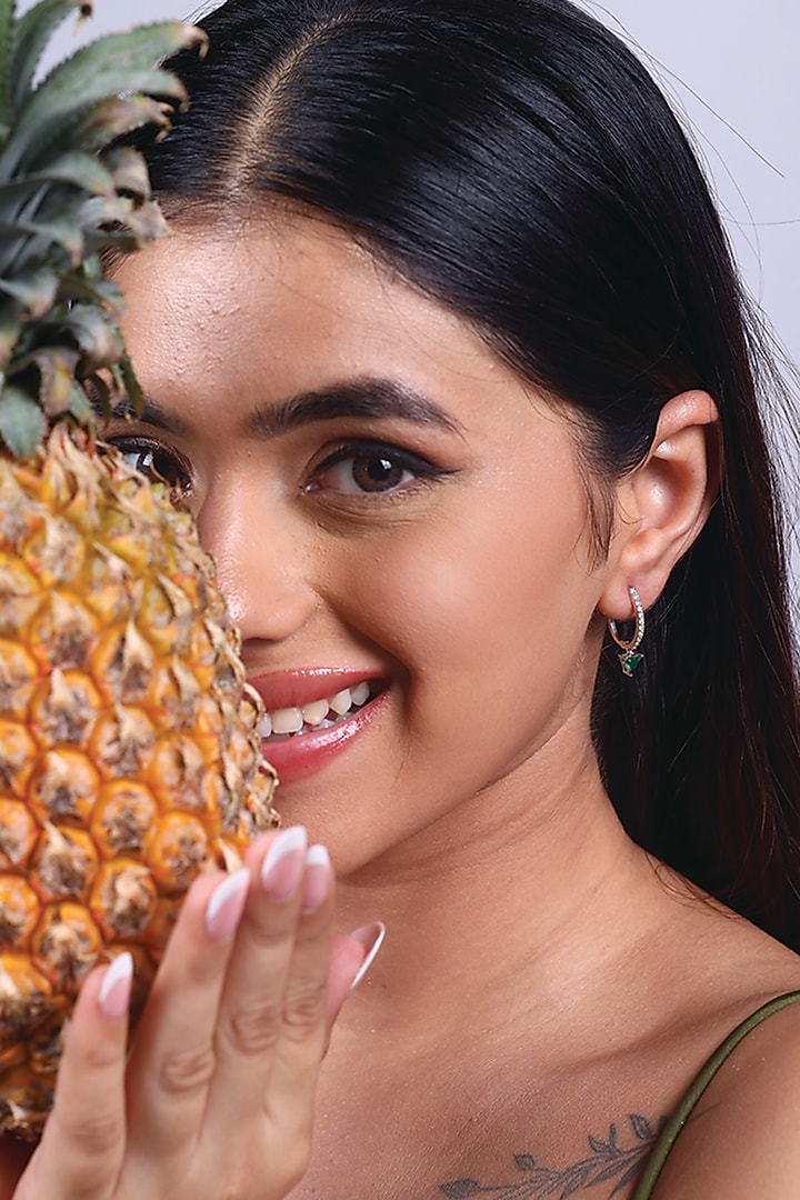 Anti-Tarnish White Finish Diamond Huggie Earrings In Sterling Silver by Lukson at Pernia's Pop Up Shop
