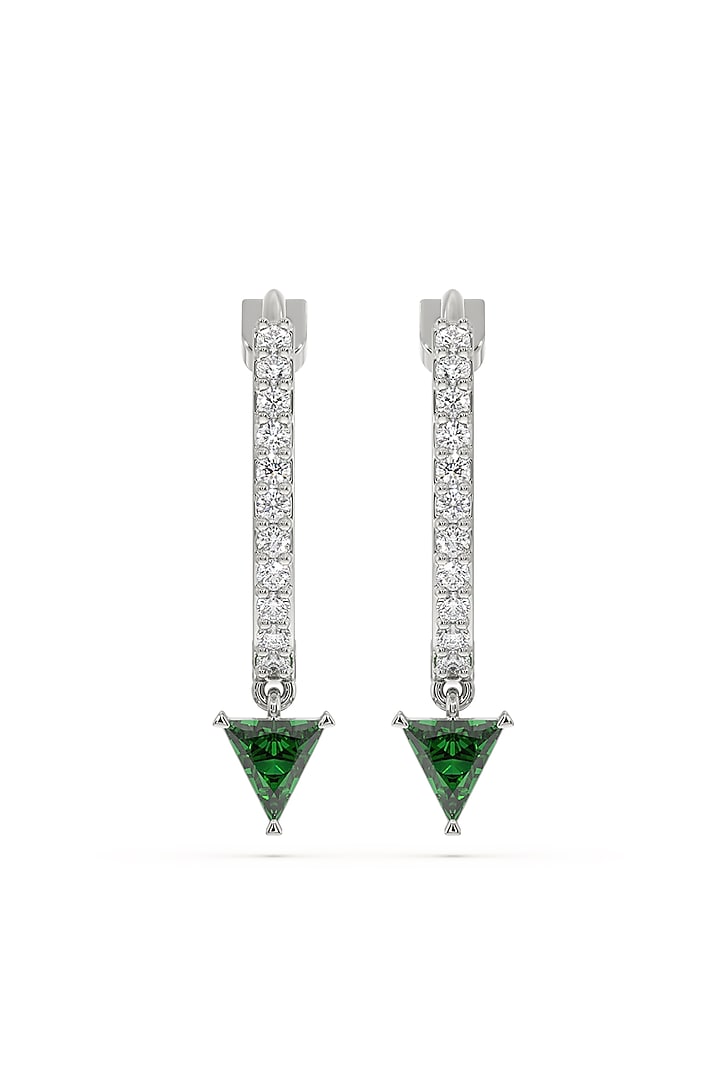 Anti-Tarnish White Finish Diamond Huggie Earrings In Sterling Silver by Lukson at Pernia's Pop Up Shop