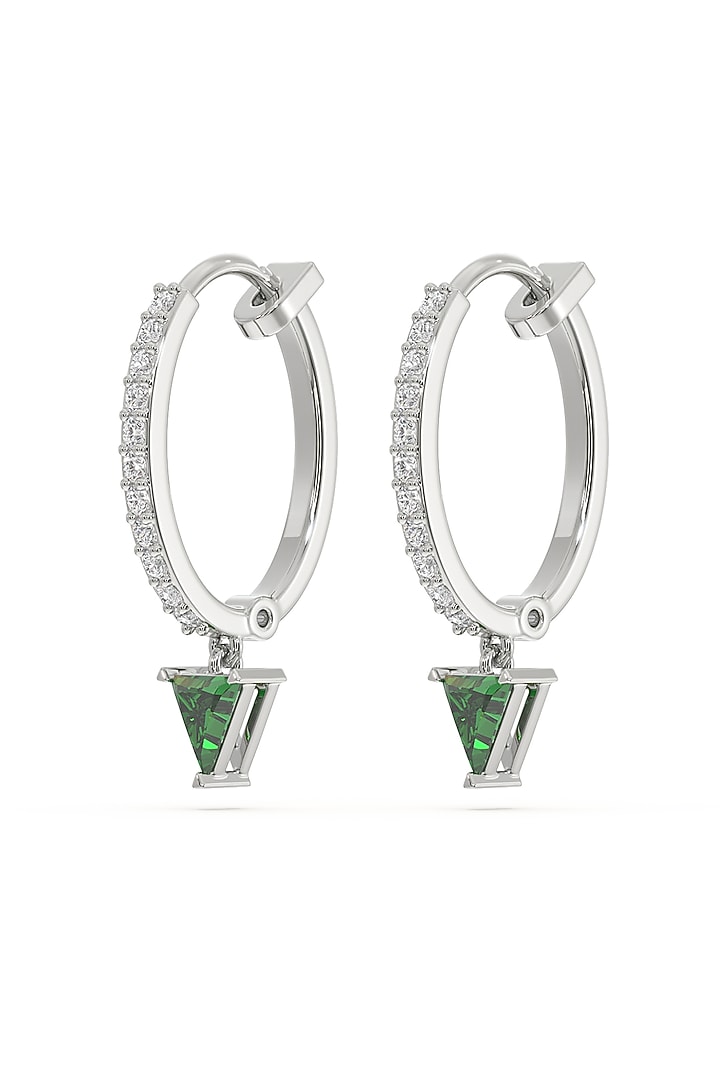 Anti-Tarnish White Finish Diamond Huggie Earrings In Sterling Silver by Lukson at Pernia's Pop Up Shop