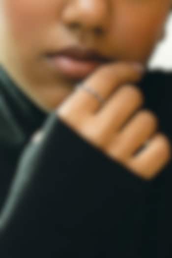 Anti-Tarnish White Finish Diamond & Sapphire Ring In Sterling Silver by Lukson at Pernia's Pop Up Shop