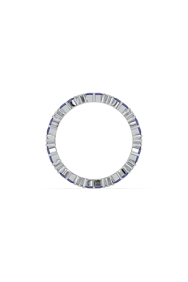 Anti-Tarnish White Finish Diamond & Sapphire Ring In Sterling Silver by Lukson at Pernia's Pop Up Shop