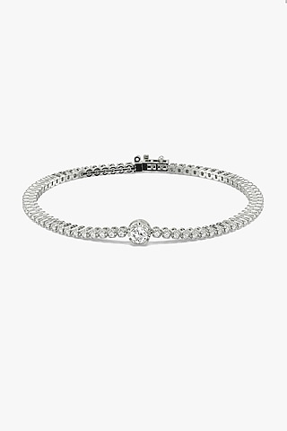 Silver Finish Solitaire Diamond Bracelet by Lukson