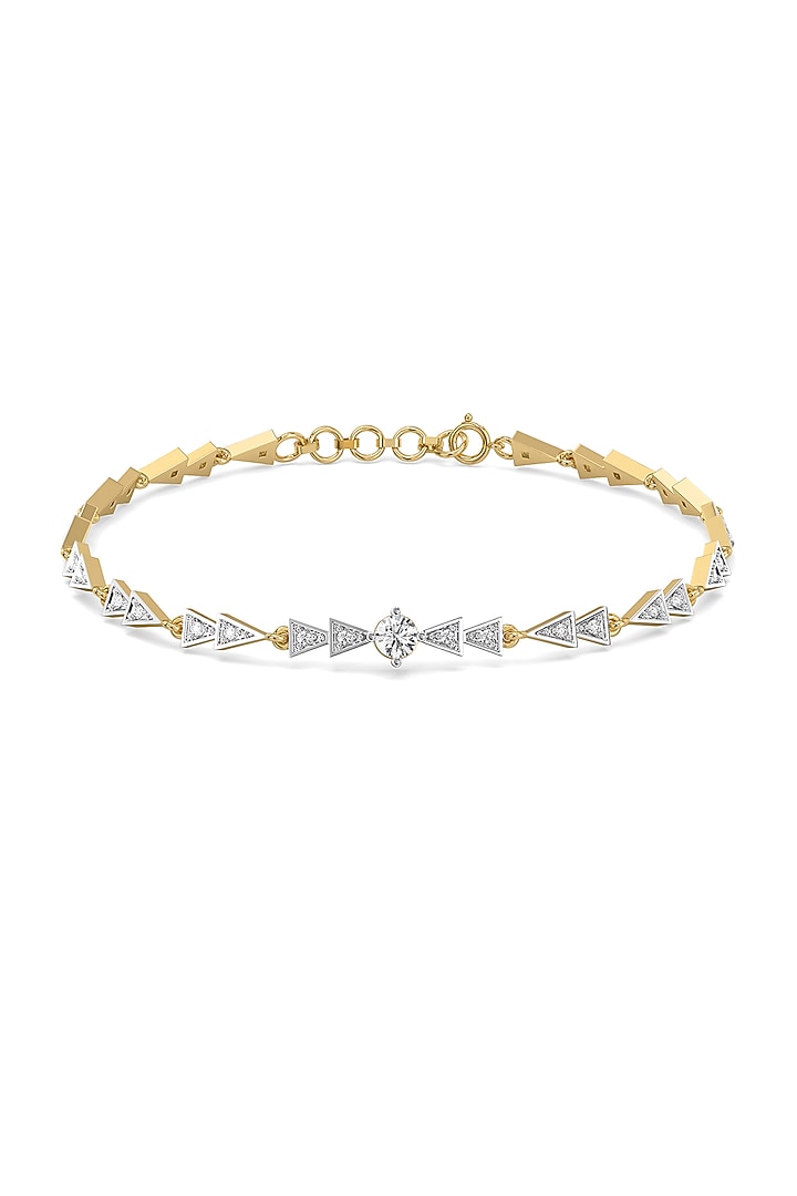 Gold Finish Solitaire Diamond Majestic Arc Bracelet by Lukson at Pernia's Pop Up Shop