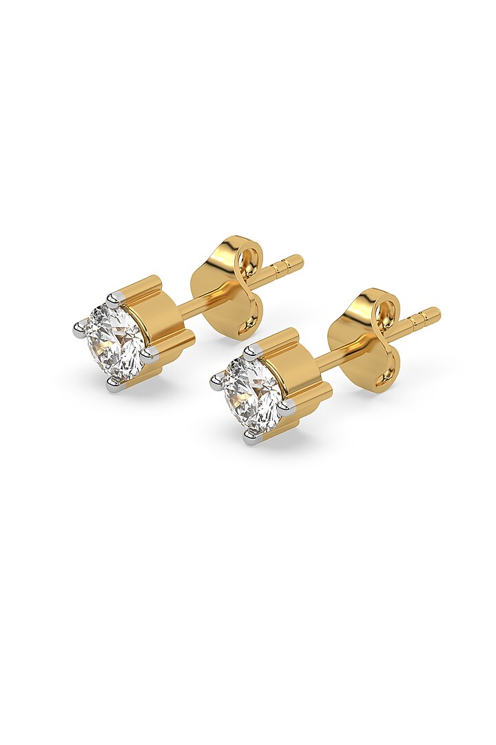 Gold Plated Solitaire Diamond Stud Earrings by Lukson at Pernia's Pop Up Shop