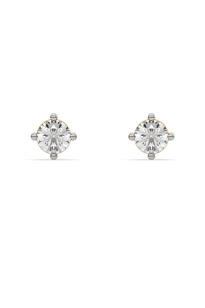 Gold Plated Solitaire Diamond Stud Earrings by Lukson at Pernia's Pop Up Shop