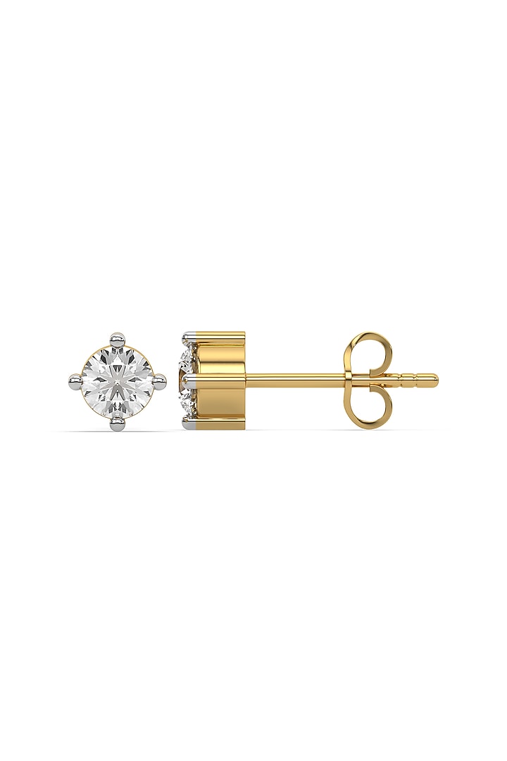 Gold Plated Solitaire Diamond Stud Earrings by Lukson at Pernia's Pop Up Shop