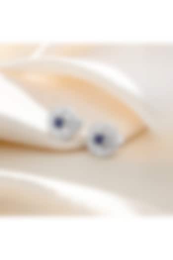 Silver Finish Diamond Stud Earrings In Sterling Silver by Lukson at Pernia's Pop Up Shop