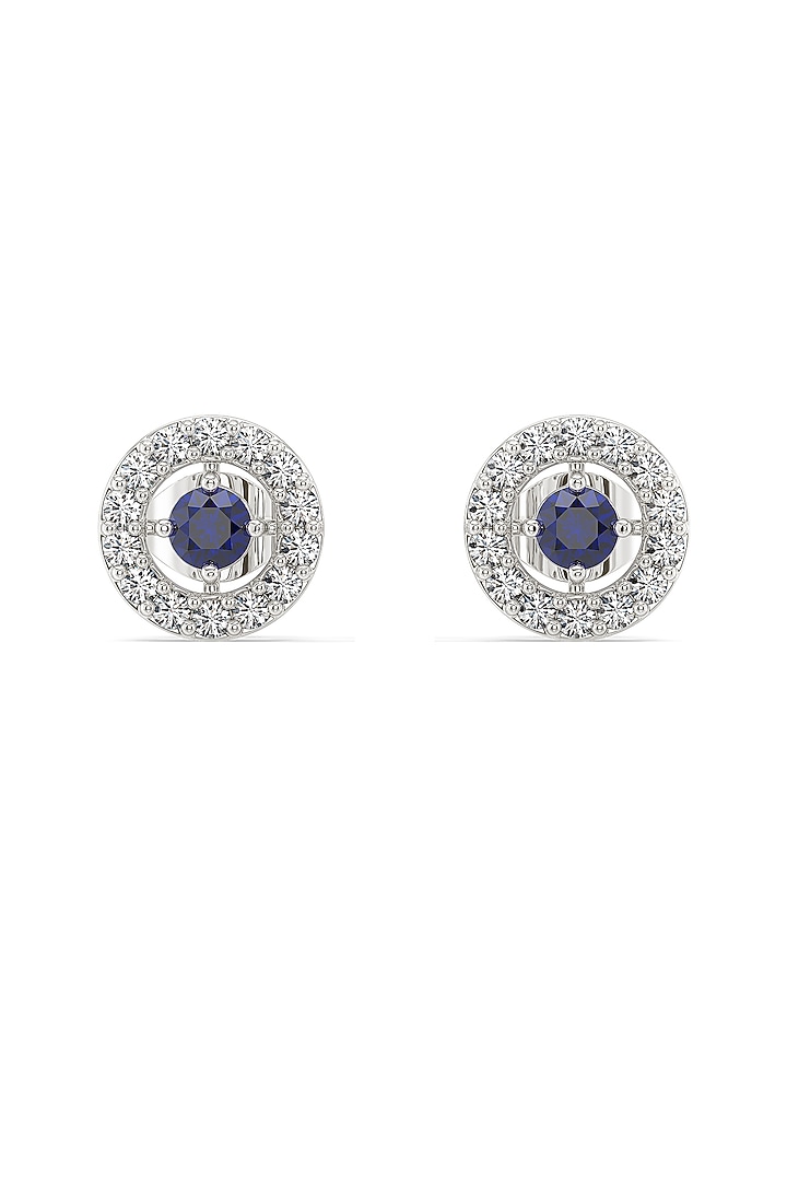 Silver Finish Diamond Stud Earrings In Sterling Silver by Lukson at Pernia's Pop Up Shop