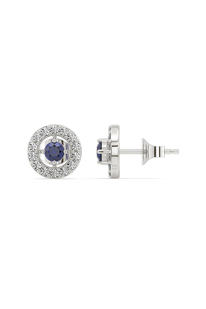 Silver Finish Diamond Stud Earrings In Sterling Silver by Lukson at Pernia's Pop Up Shop