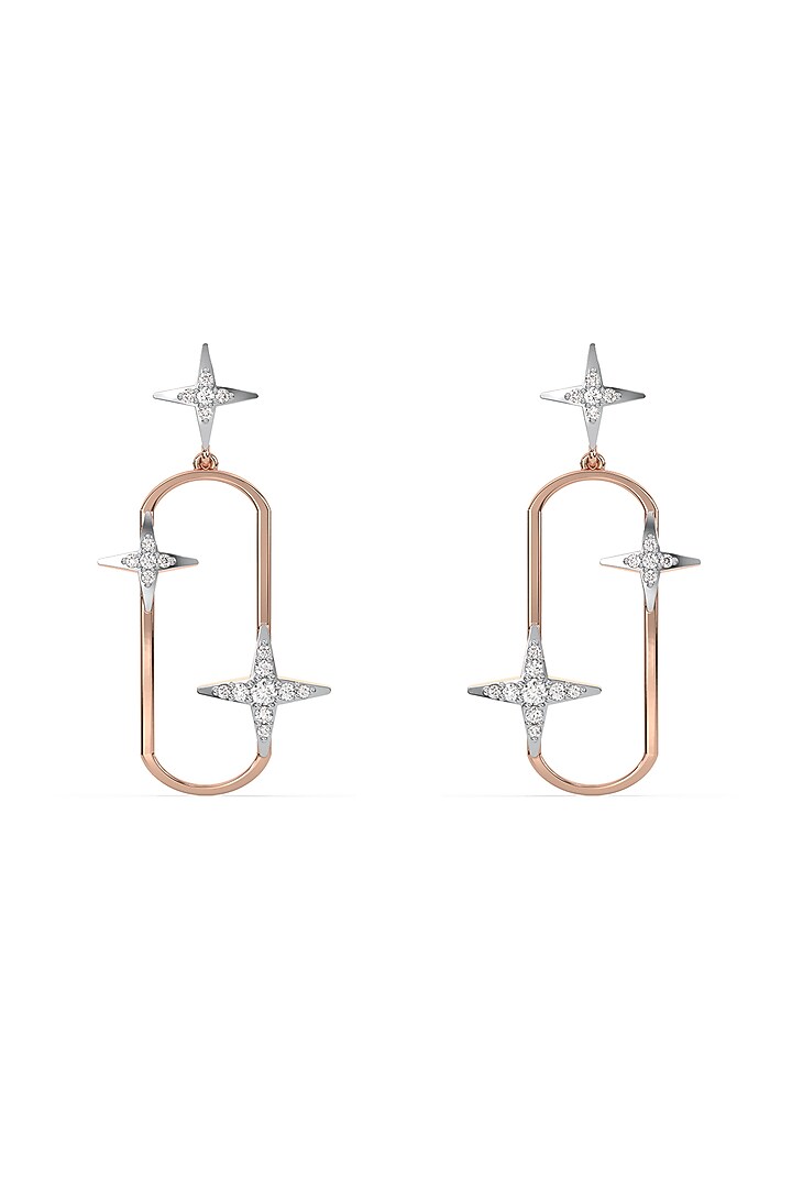 Rose Gold Finish Diamond Shooting Star Drop Earrings by Lukson at Pernia's Pop Up Shop
