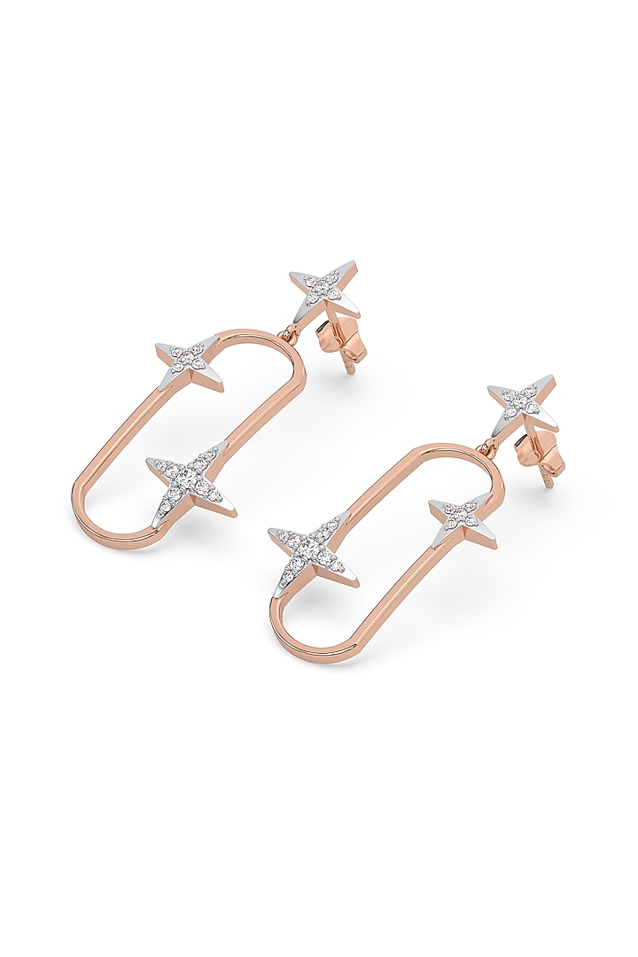 Rose Gold Finish Diamond Shooting Star Drop Earrings by Lukson at Pernia's Pop Up Shop