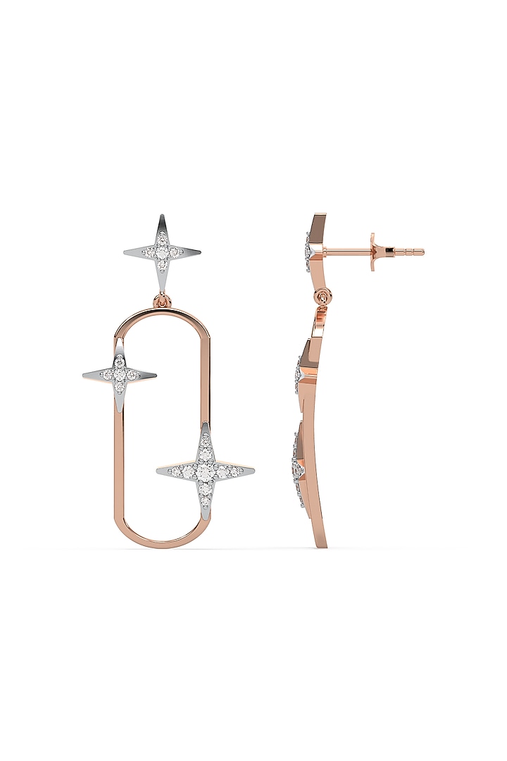 Rose Gold Finish Diamond Shooting Star Drop Earrings by Lukson at Pernia's Pop Up Shop