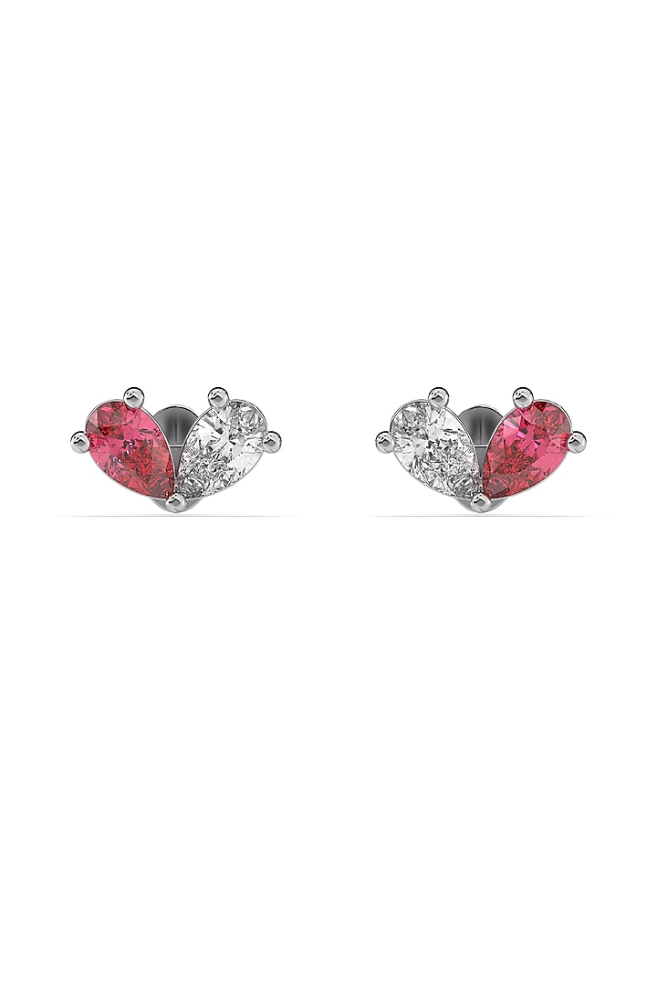 Silver Finish Pear Toi-Moi Diamond Stud Earrings In Sterling Silver by Lukson at Pernia's Pop Up Shop