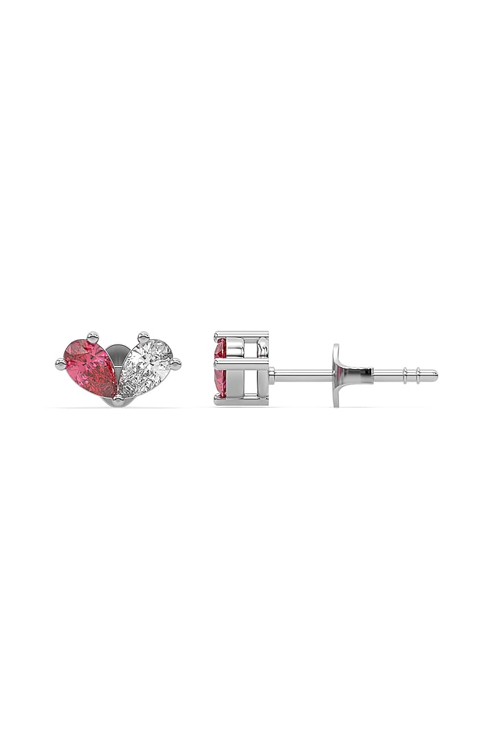 Silver Finish Pear Toi-Moi Diamond Stud Earrings In Sterling Silver by Lukson at Pernia's Pop Up Shop