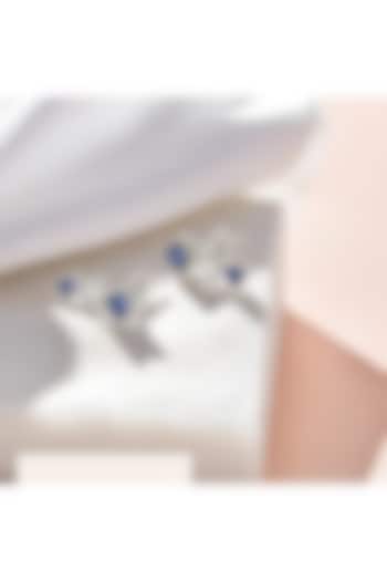 Silver Finish Diamond & Blue Stone Ear Cuffs In Sterling Silver by Lukson at Pernia's Pop Up Shop