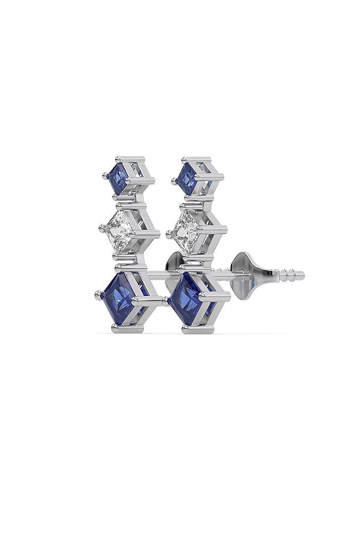 Silver Finish Diamond & Blue Stone Ear Cuffs In Sterling Silver by Lukson at Pernia's Pop Up Shop