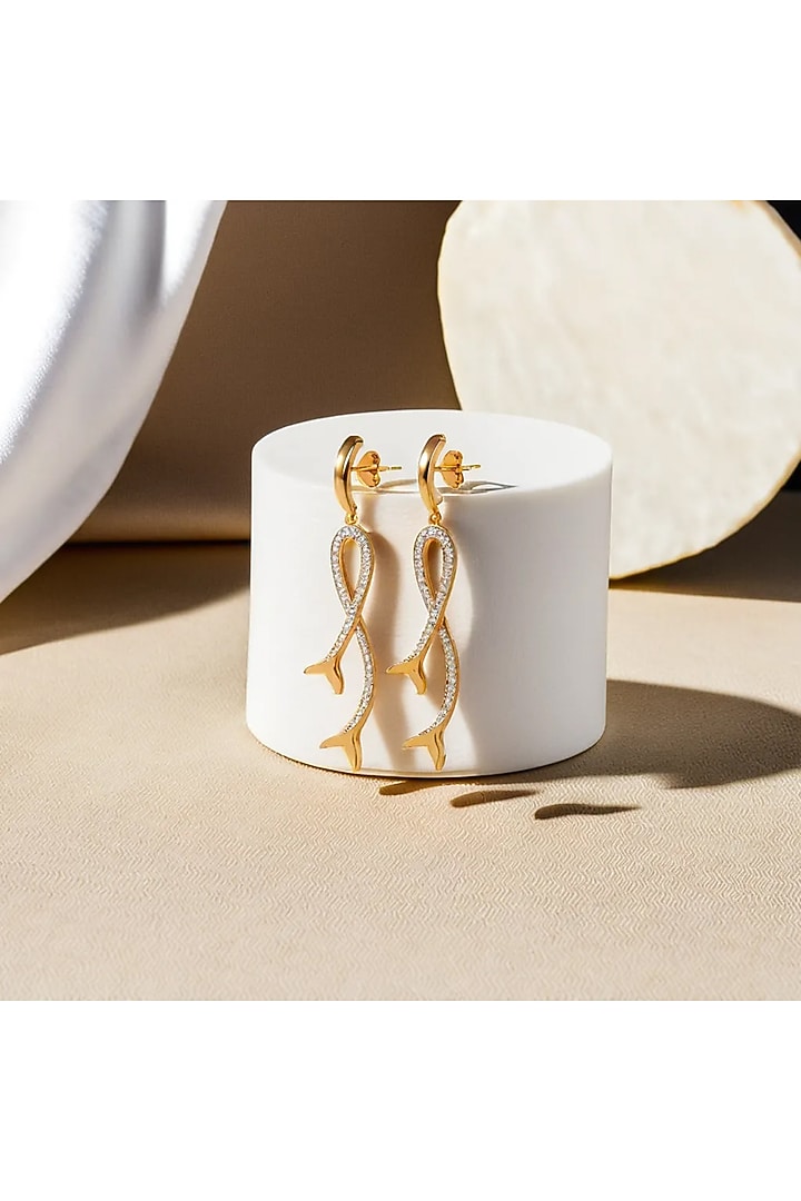 Gold Plated Diamond Mermaid Drop Earrings by Lukson at Pernia's Pop Up Shop