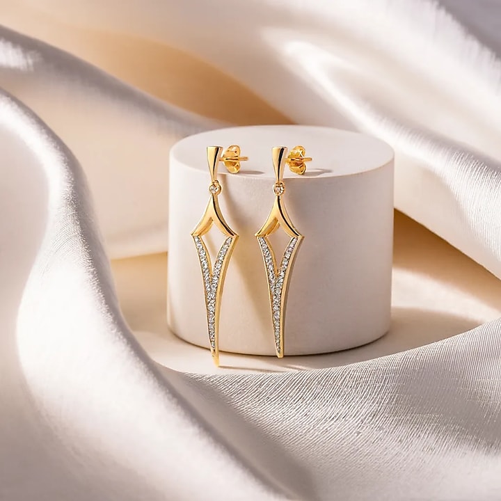 Gold Plated Lab-Grown Diamond Drop Earrings by Lukson at Pernia's Pop Up Shop