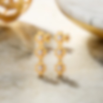 Gold Plated Diamond Floral Drop Earrings by Lukson at Pernia's Pop Up Shop