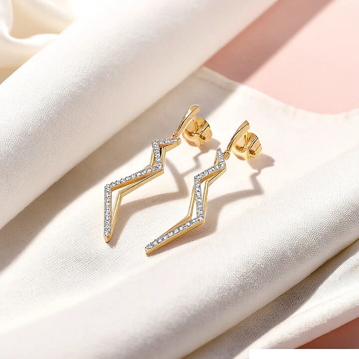Gold Plated Diamond Dazzle Drop Earrings by Lukson at Pernia's Pop Up Shop