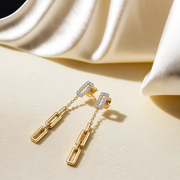Gold Plated Lab-Grown Diamond Drop Earrings by Lukson at Pernia's Pop Up Shop