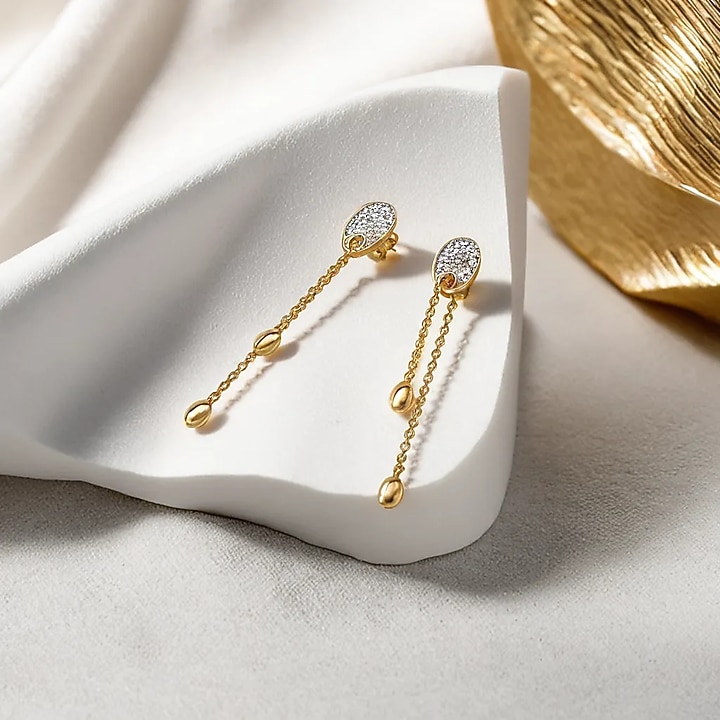 Gold Plated Lab-Grown Diamond Drop Earrings by Lukson at Pernia's Pop Up Shop