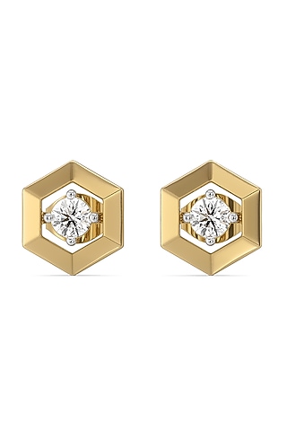 Gold Plated Lab-Grown Solitaire Diamond Stud Earrings by Lukson