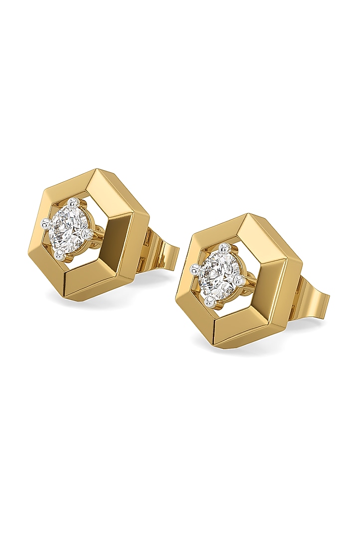 Gold Plated Lab-Grown Solitaire Diamond Stud Earrings by Lukson at Pernia's Pop Up Shop