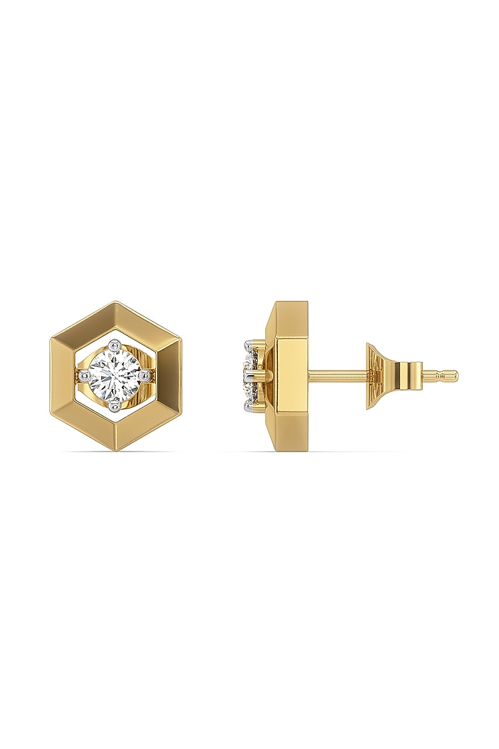 Gold Plated Lab-Grown Solitaire Diamond Stud Earrings by Lukson at Pernia's Pop Up Shop