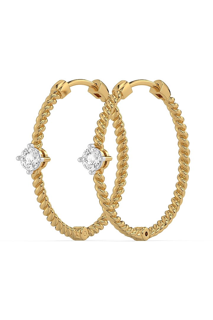 Gold Plated Lab-Grown Solitaire Diamond Hoop Earrings by Lukson at Pernia's Pop Up Shop