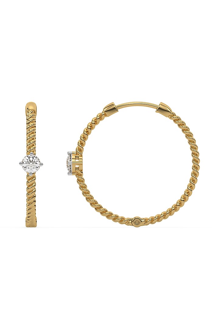 Gold Plated Lab-Grown Solitaire Diamond Hoop Earrings by Lukson at Pernia's Pop Up Shop