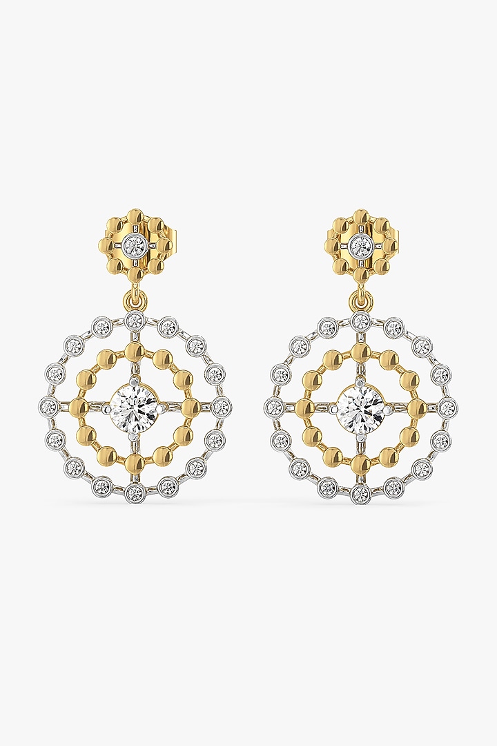 Gold Plated Prong-Set Diamond Drop Earrings In Sterling Silver by Lukson at Pernia's Pop Up Shop