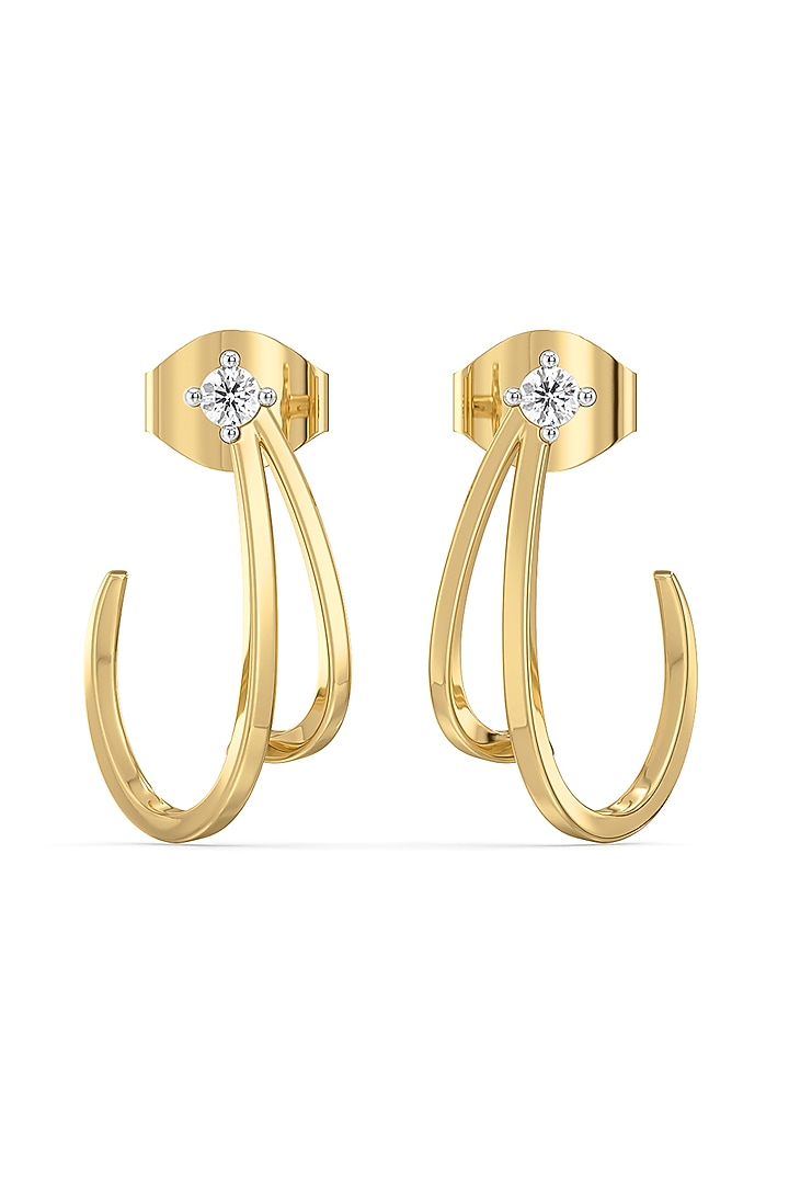 Gold Plated Lab-Grown Diamond Arc Hoop Earrings by Lukson at Pernia's Pop Up Shop
