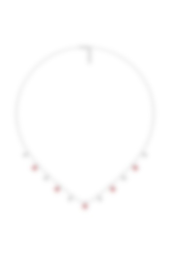 Silver Finish Ruby Stone & Diamond Necklace In Sterling Silver by Lukson at Pernia's Pop Up Shop