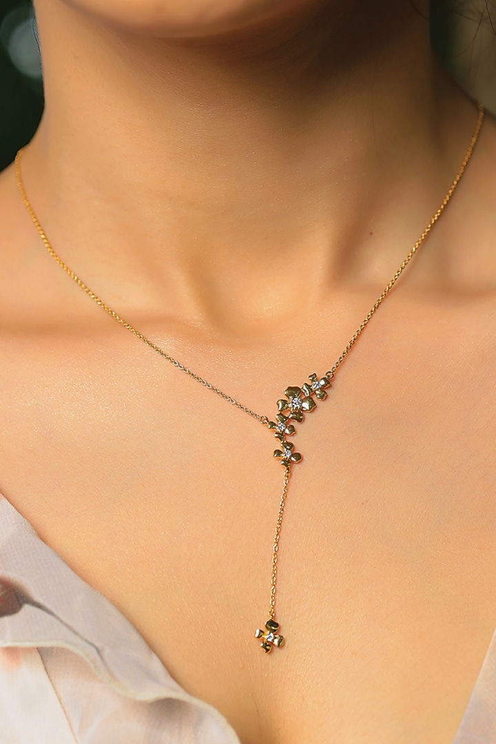 Silver Finish Diamond Floral Necklace by Lukson at Pernia's Pop Up Shop
