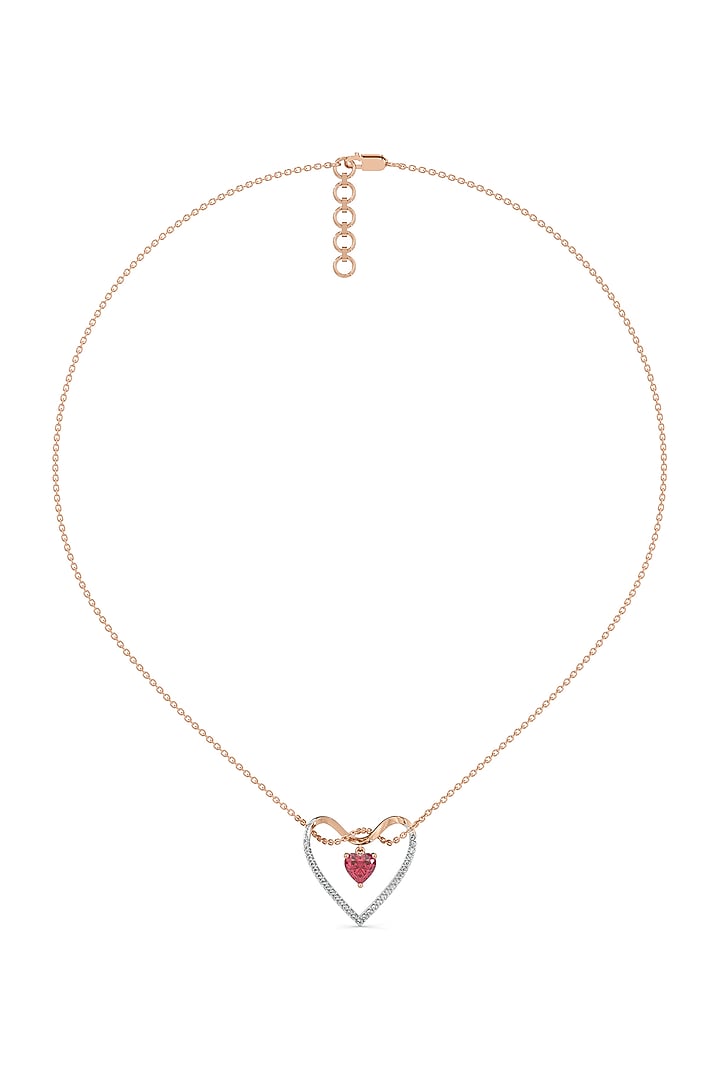 Rose Gold Plated Diamond Heart-Shaped Necklace by Lukson at Pernia's Pop Up Shop