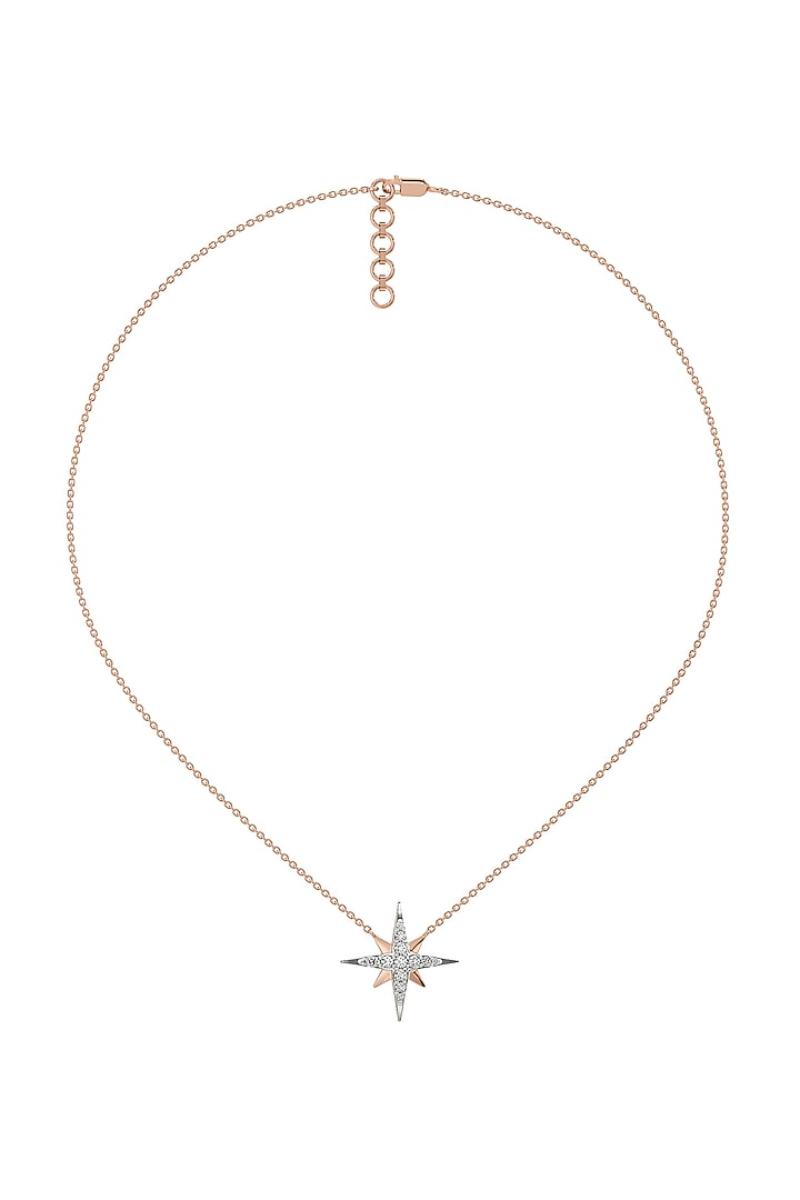 Rose Gold Plated Diamond North Star Pendant Necklace by Lukson at Pernia's Pop Up Shop
